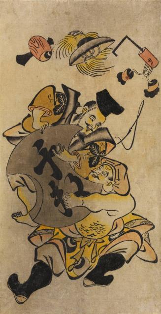 The Gods Ebisu and Daikoku Grappling over a Semmai Dogu, an Object Worth 1000 Pieces of Gold