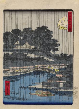 Rain at Matsuchiyama, no. 19 from the series Forty-eight Views of Famous Places in Edo