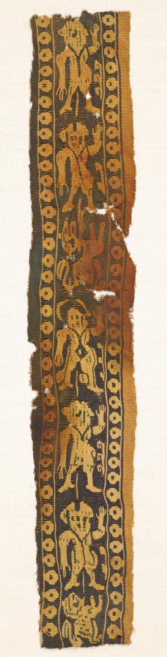 Tunic Strip with Vertical Frieze of a Figure with Raised Arm, and Animals