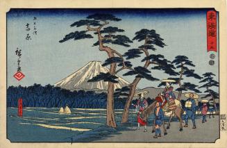 Mt. Fuji on the Left at Yoshiwara, no. 15 from the series The Fifty-three Stations of the Tōkaidō, also called the Reisho Tōkaidō