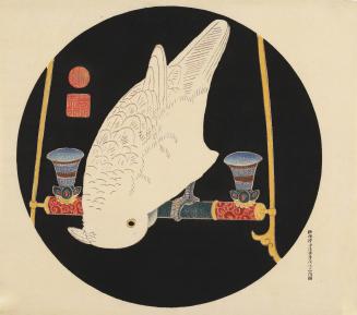 White Parrot on Perch, no. 4 from the series Six Genuine Pictures by Ito Jakuchu