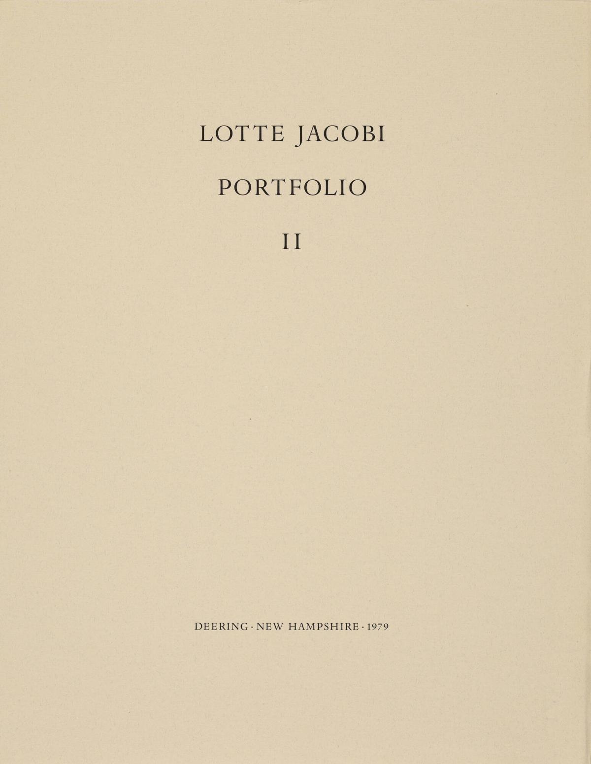 Title Page, from Lotte Jacobi Portfolio II