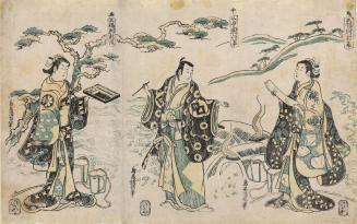 The Actors Onoe Kikugorō I, Nakamura Shichisaburō II and Segawa Kikunojō I as Murasame, Yukihira and Matsukaze
