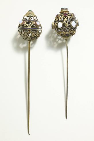Hairpins with Filigree Balls, Set with Stones