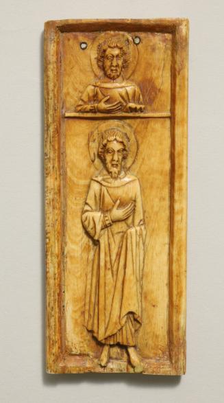 Carved Right Wing of Triptych from the Nikephorus Group: Obverse, Two Registers Depicting Full-Length Standing Figure and Bust-Length Figure; Reverse: Cross