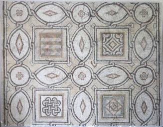 A Section of Early Christian Mosaic Pavement from the Upper Level of the House of Aion in Hatay, Southern Turkey (Antioch), Containing Geometric Patterns: Rainbow, Interlace, Diamond Motifs