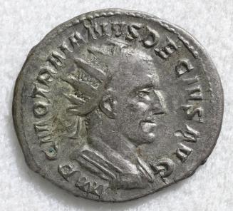 Denarius: Obverse, Head of Traianus Decius; Reverse, Victoria