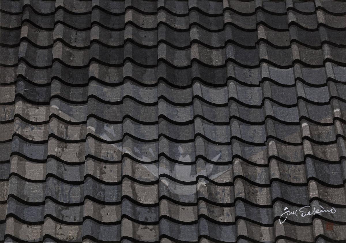 Rooftiles with Mount Fuji