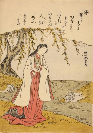 Woman Standing by a Stream, no. 14 from an untitled series of illustrations from Tales of Ise