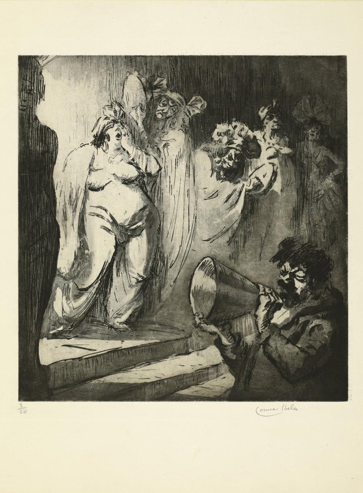 Untitled (Carnival with a barker in the right forground)