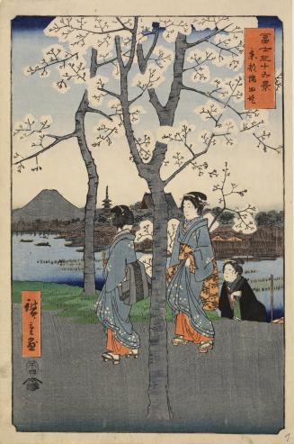 Cherry Blossoms on the Bank of the Sumida River in the Eastern Capital, no. 7 from the series Thirty-six Views of Mt. Fuji