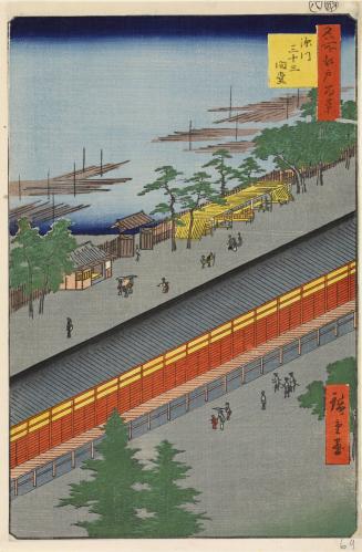 Hall of Thirty-Three Bays in the Fukagawa District (Fukagawa Sanjūsangendō), from the series One Hundred Famous Views of Edo (Meisho Edo hyakkei)
