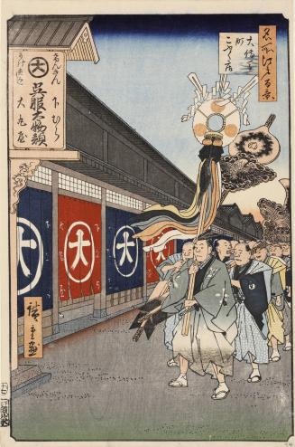 Fabric Shops in Odenma-chō (Ōdenma-chō gofukudana), from the series One Hundred Famous Views of Edo (Meisho Edo hyakkei)