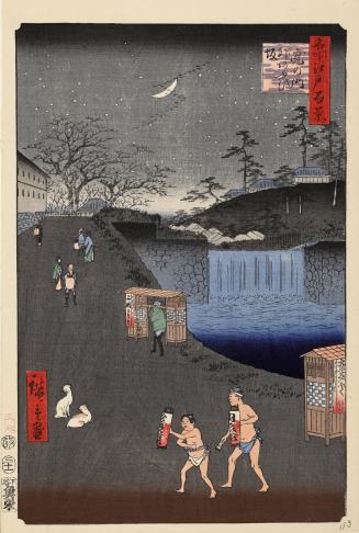 Aoi Slope, Outside Tora Gate (Toranomon-soto Aoizaka) from the series One Hundred Famous Views of Edo (Meisho Edo hyakkei)