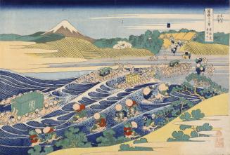 Fuji from the Ford on the Ōi River at Kanaya on the Tōkaidō, from the series Thirty-Six Views of Mt. Fuji