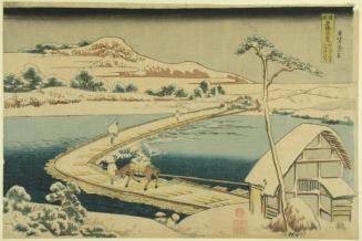 An Ancient Picture of the Bridge of Boats at Sano in Kozuke Province, from the series Famous Bridges of the Provinces