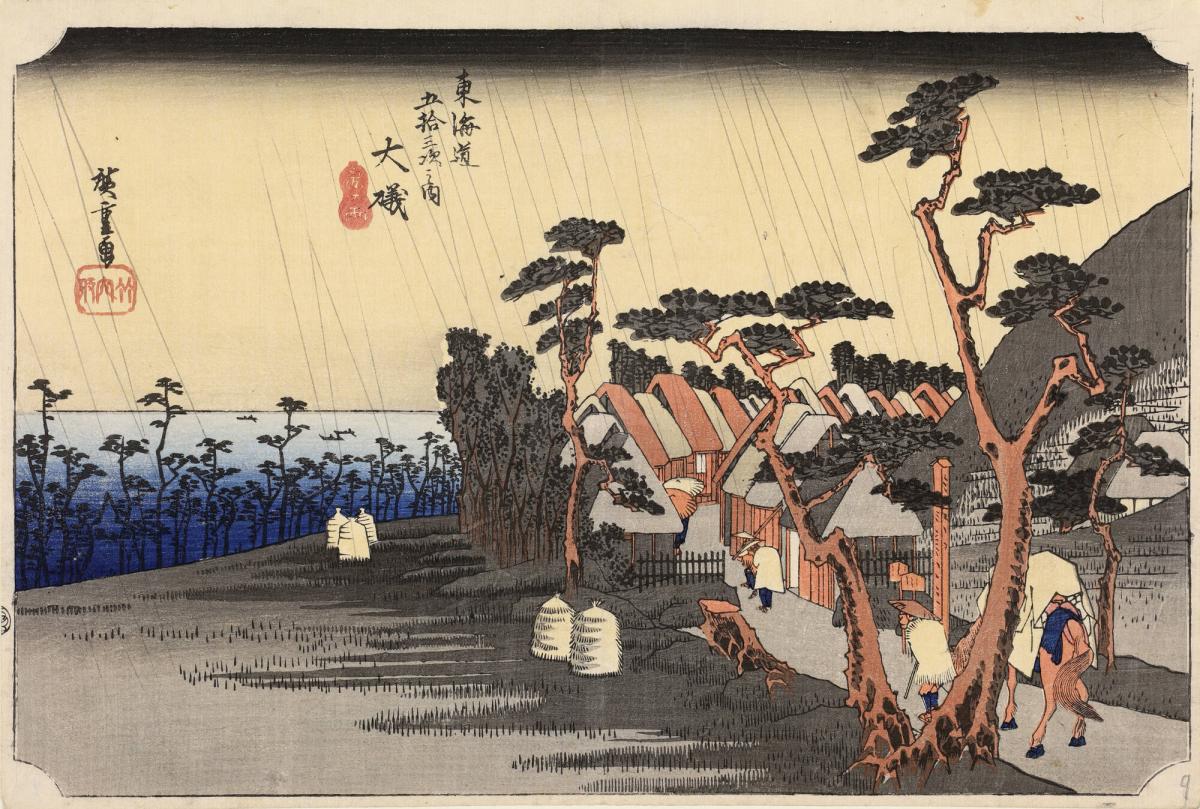 Tora's Rain at Oiso, no. 9 from the series Fifty-three Stations of the Tōkaidō