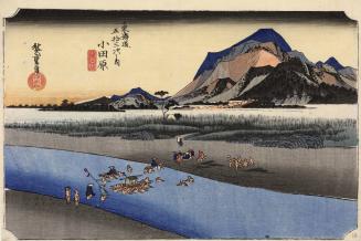 Fording the Sakawa River at Odawara, no. 10 from the series Fifty-three Stations of the Tōkaidō