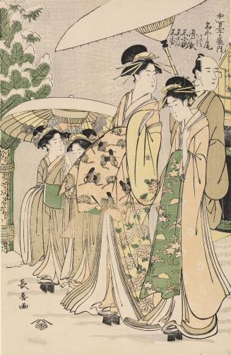 The Courtesans Nishio and Sumagoromo of the Nakamanjiya House Strolling in the Snow, from the series The 1000 Cherry Trees at Asakusa