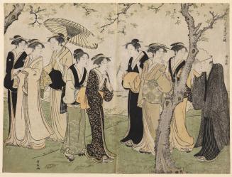 Viewing Cherry Blossoms at Gotenyama, from the series Twelve months to the South of Edo