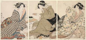 Companions Forcing a Geisha to Drink for a Cup of Wine, Perhaps as a Forfeit for Losing a Round of a Hand Game