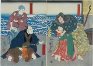 The Blind Kagekiyo Reunited with his Daughter Hitomaru, in a Scene from an Unidentified Kabuki Play