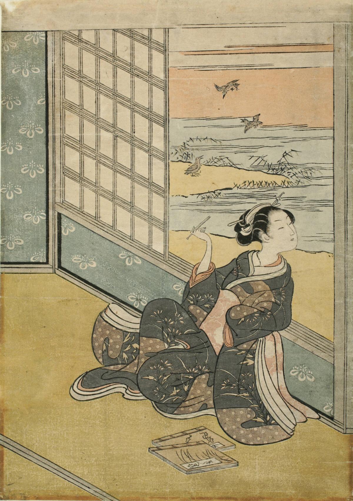 Girl Seated by an Open Window (Illustration of a Poem on Evening by the Priest Saigy`o)