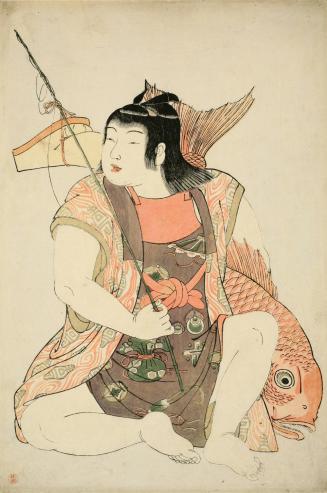 Boy with Sea Bream, Fishing Pole and Cap, Attributes of the God Ebisu, from the untitled series of Children as the Seven Lucky Gods