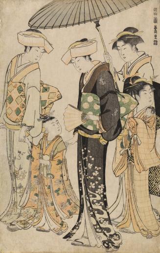 Young Mother Walking with Children and Attendents, from the series Modern Brocades of the East