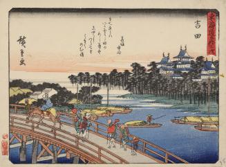 Bridge at Yoshida, with a Poem by Hanagaki Shishin, no. 35 from the series The Fifty-three Stations of the Tōkaidō