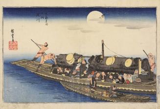 Passenger Boat by Moonlight on the Yodo River, from the series Famous Views of Kyoto