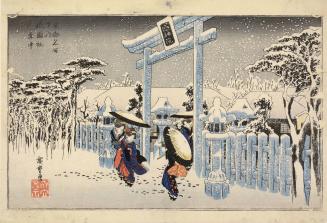Snow at the Shrine at Gion District of Kyoto, from the series Famous Views of Kyoto