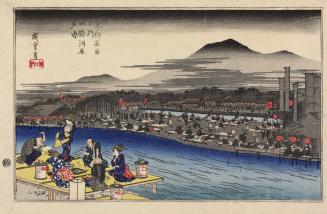 Enjoying a Cool Summer Evening along the Kamo River at Shijo, from the series Famous Views of Kyoto