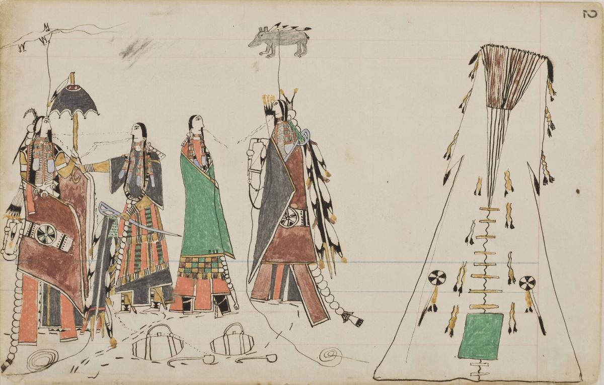 2. Howling Wolf & Feathered Bear Are Courting Two Girls at the Spring Where They Were Getting Water; 1. [blank page]; [unnumbered page] Frontispiece; [unnumbered page].