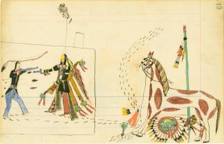 18. Sitting Bull Shooting Another Warrior; 17. [blank page]; 7. [blank page]; 8. A Warrior Fighting Two Snake Indians.