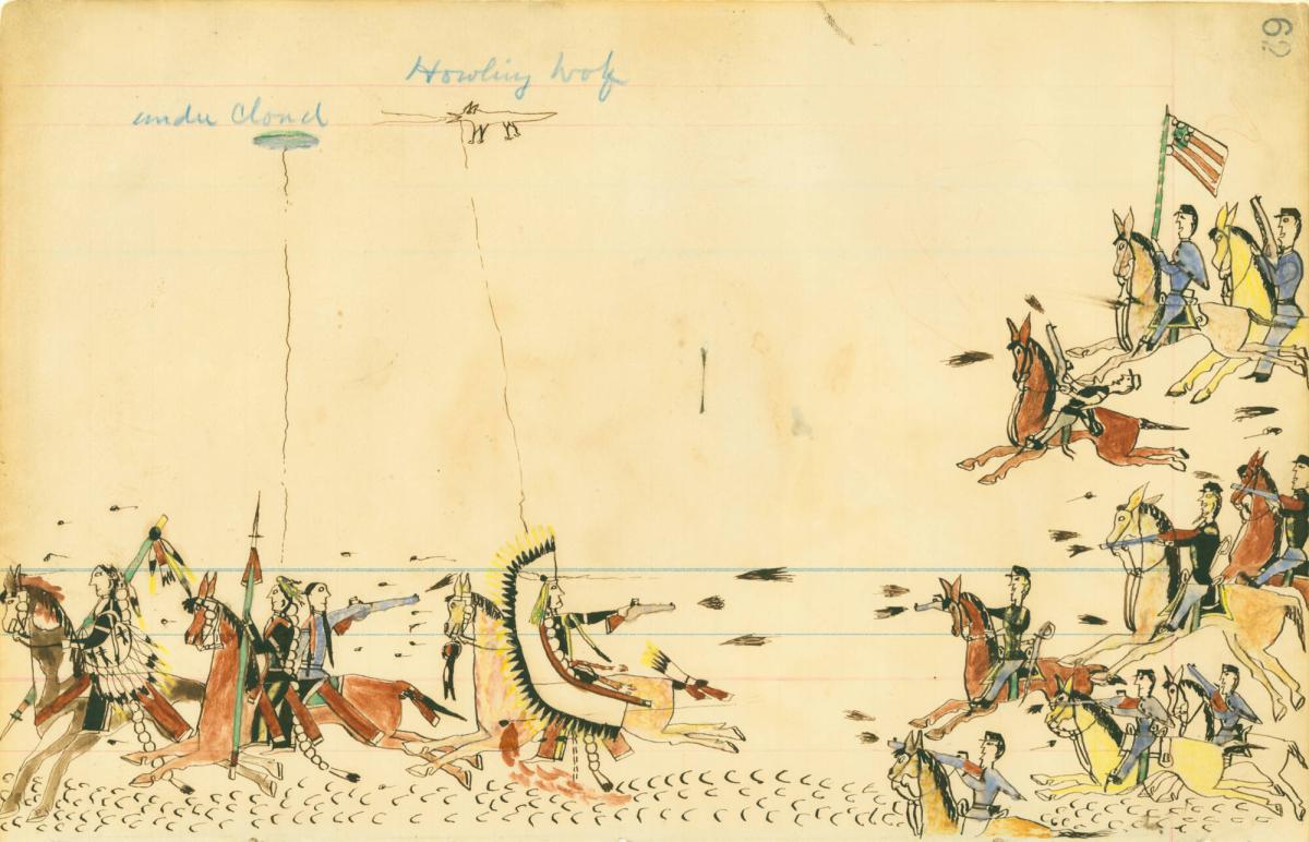 62. "Under Cloud, Howling Wolf." Fight with Gen. Sully in 1868, 7th Cavy near the Present Camp Supply.; 61. [blank page].