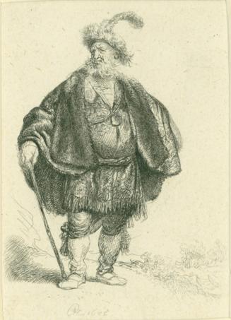 Man Standing in Oriental Costume and Plumed Fur Cap (The Persian)