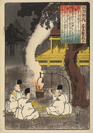 Palace Workmen Burning Twigs; Illustration of a Poem by Onakatomi Yoshinobu no Ason, no. 49 from the series The One Hundred Poems