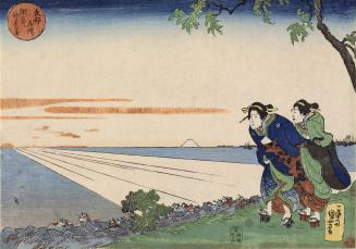 Geisha and Worshippers Greeting the Sunrise at Susaki on New Year's Day, from the series Famous Views of the Eastern Capital