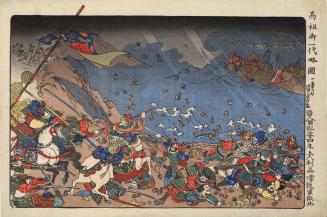 The Saint's Efforts Defeat the Mongolian Invasion in 1281, from the series A Short Pictorial Biography of the Founder of the Nichiren Sect