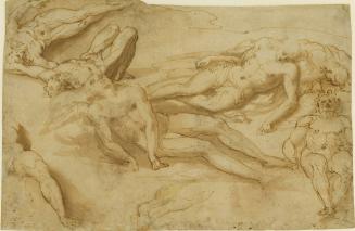 Study of Reclining Nudes; verso: Study of Old Woman and Head of a Man