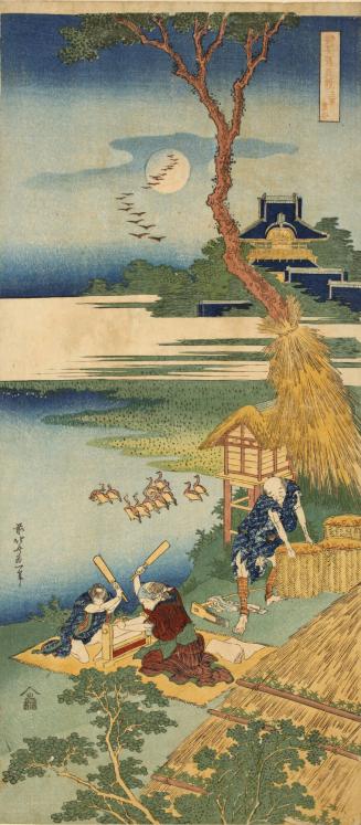Fullers Pounding Cloth by Moonlight; Illustration of a Poem by Ariwara no Narihira, from the series A True Mirror of the Imagery of Chinese and Japanese Poets