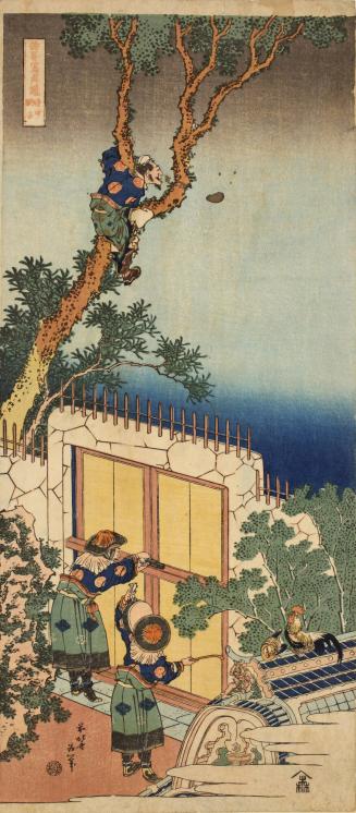 A Soldier in the Army of Meng Changrun Tricks the Guards at Kankokukan into Opening Their Gates by Imitating a Cock-crow; Illustration to a Remark by the Japanese Poetess Sei Shonagon, from the series A True Mirror of the Imagery of Chinese and Japanese Poets
