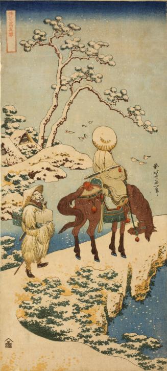 A Chinese Poet on Horseback Stopping His Horse to Contemplate a Flock of Gulls in the Snow, from the series A Mirror of the Imagery of Chinese and Japanese Poets