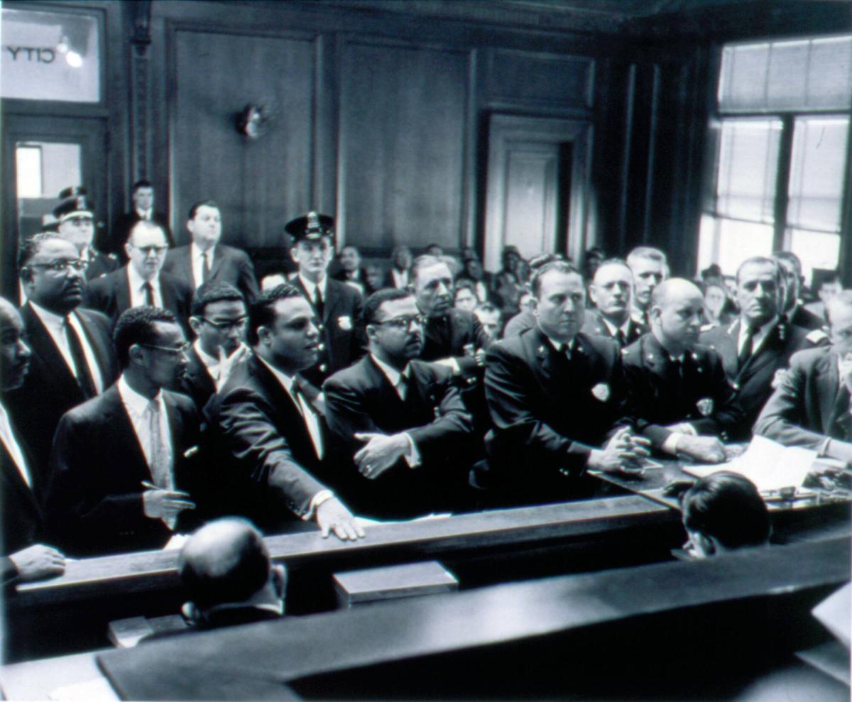 Courthouse: Civil rights lawyers Odell Horton, A.W. Willis, Benjamin Hooks, Russell Sugarmon and J.F Estes at Memphis police court, Memphis, 1960, from the portfolio I am a Man