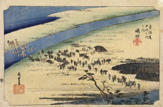 The Suruga Bank of the Oi River at Shimada, no. 24 from the series Fifty-three Stations of the Tōkaidō