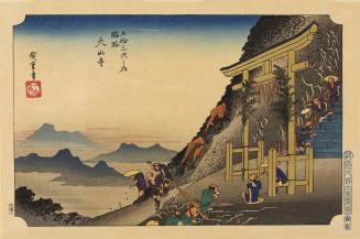 Pilgrims at the Temple Atop Mt. Ōyama, from the series A Branch Route of the Fifty-three Stations