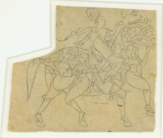 Drawing of Composite Horse and Rider, Probably Krishna and Gopis