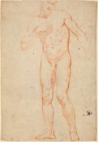Recto: Study of a Male Nude; Verso: Drapery Study [by another unknown artist]