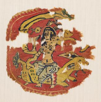 Tapestry Medallion Fragment Depicting a Nereid Seated on a Sea-Monster